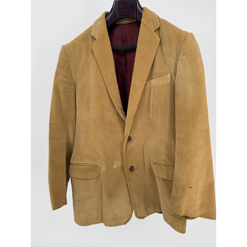 Mens Tan Wide Wale Corduroy Blazer Two Button Sport Coat Jacket Tan